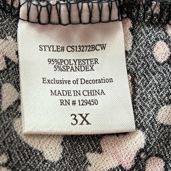 Como Black Women Crew-Neck Front Twist Black Top 3X - Picture 11 of 12